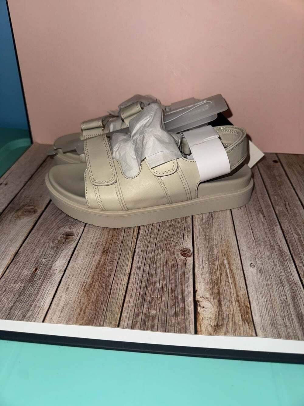 Art Class Girls' Triple Strap Platform Sandals, Cream, Size 1 - Picture 3 of 4